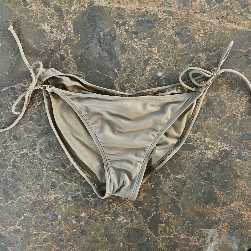 Bar III Tan Cinched Back Bikini Bottoms - Size L